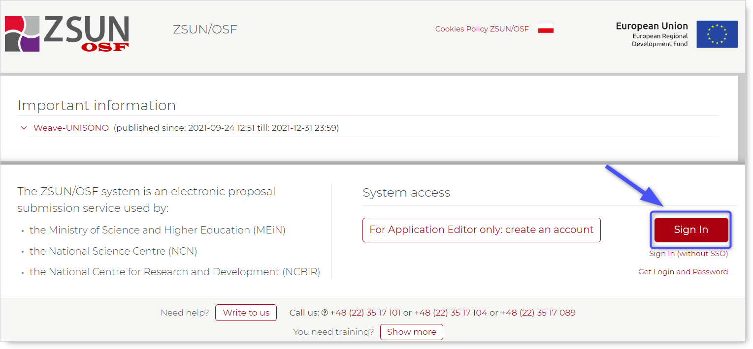 How to log in to OSF System – instructions for users – Funding Stream